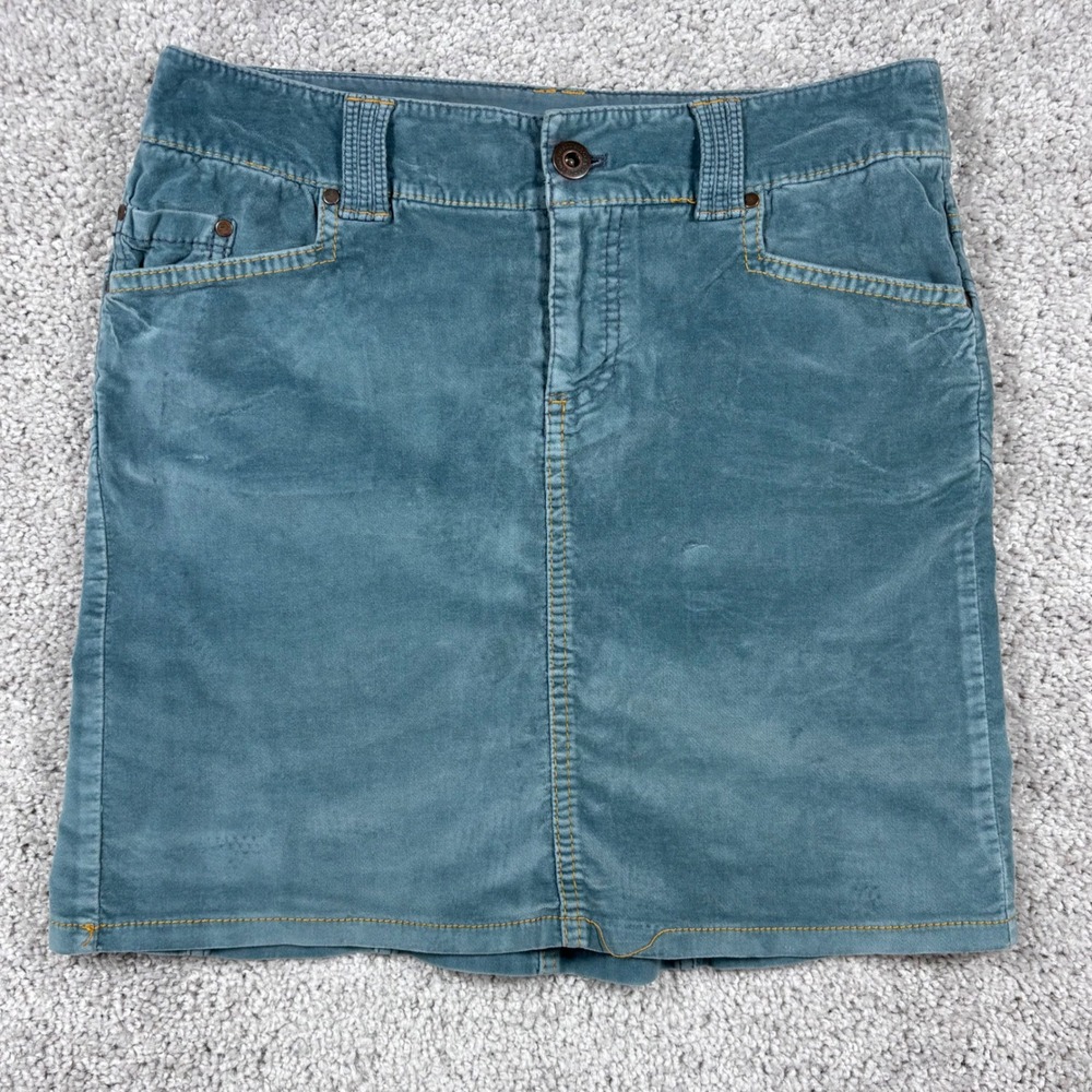 American Eagle‎ Women Teal Blue Corduroy Mini Skirt  Size 4 Retro Boho (READ)